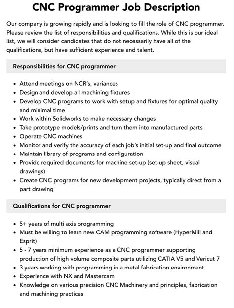 CNC Operator & Programmer. . Cnc programmer jobs